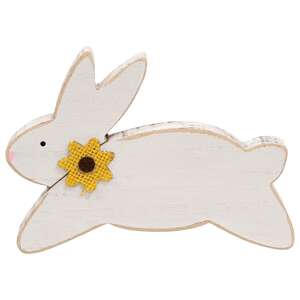 Distressed White Wood Flower Bunny - 3 Asstd.