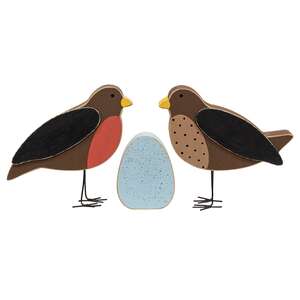 3 Set - Chunky Wood Robin & Egg Sitters