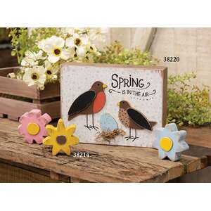 3 Set - Distressed Chunky Wooden Spring Flower Sitters