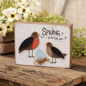 nullSpring Is In the Air Layered Nesting Birds Box Sign