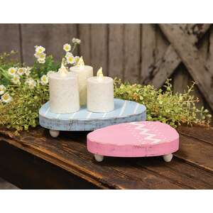 2 Set - Distressed Wooden Chunky Easter Egg Risers