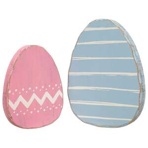 2 Set - Distressed Wooden Chunky Easter Egg Risers