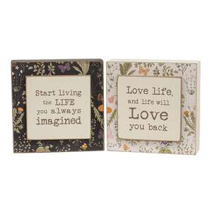 Love Life Layered Floral Box Sign, 2 Asstd. 38234;