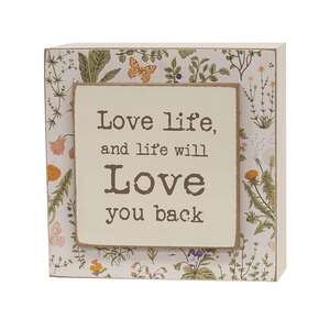 Love Life Layered Floral Box Sign, 2 Asstd. 38234;
