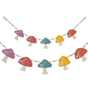 Spring Floral Wooden Mushroom Garland 38252;