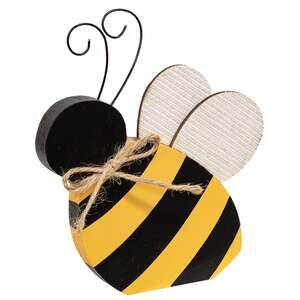 Wooden Bee Sitter with Burlap Wings - 3 Asstd.