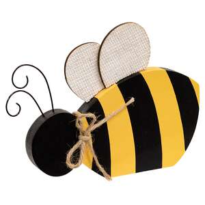 Wooden Bee Sitter with Burlap Wings - 3 Asstd.