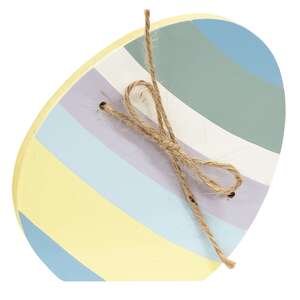 Dots & Stripe Wooden Easter Egg Sitter with Jute Bow - 3 Asstd.