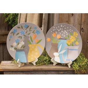 Spring Flowers In Jars Plate - 2 Asstd.