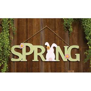 Green Spring & Bunny Cutout Wood Hanger