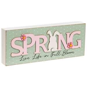 Live Life in Full Bloom Bunny Spring Box Sign