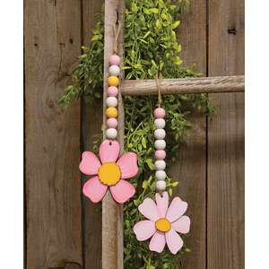 Beaded Pink Flower Ornament - 2 Asstd.