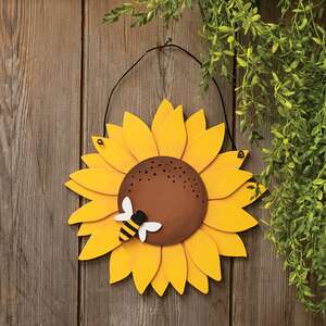 Layered Wood Sunflower & Bee Hanger