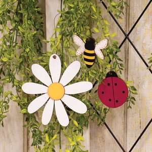3 Set - Ladybug Bee & Daisy Ornaments
