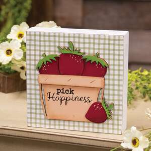 Pick Happiness Strawberries Layered Box Sign