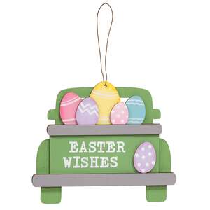 Happy Easter Wooden Pickup Truck Hanger - 3 Asstd.