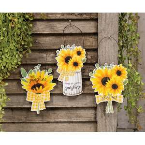 Hello Sunshine Sunflower Ornament - 3 Asstd.