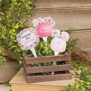 3 Set - Hello Easter Wooden Plant Pokes