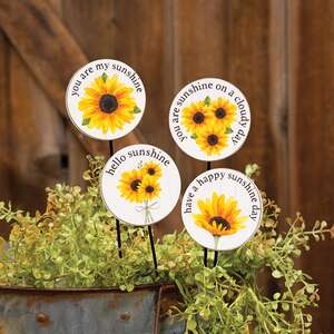 Hello Sunshine Sunflower Plant Poke - 4 Asstd.