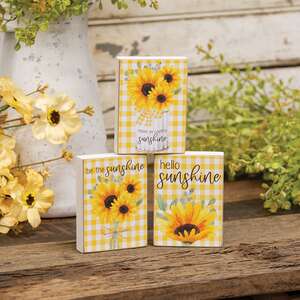 Sunflower Gingham Mini Rectangle Block - 3 Asstd.