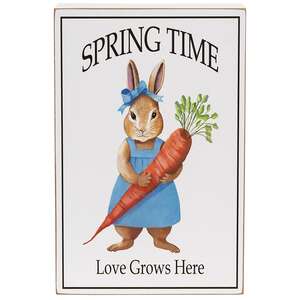 Spring Time Love Grows Here Bunny Box Sign