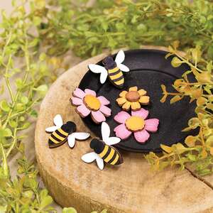 6 Set - Flowers & Bees Wooden Bowl Fillers