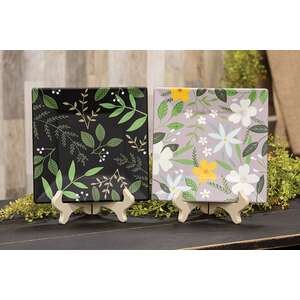 Spring Flower & Vine Square Plate - 2 Asstd.