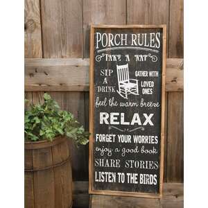 Porch Rules Wooden Sign