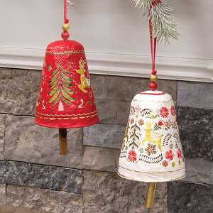 Yuletide Greetings Papier Mache Bell Hanger, 2 Asstd. 60517Yuletide Greetings Papier Mache Bell Hanger, 2 Asstd. 60517;