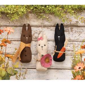 3 Set - Stuffed Primitive Baby Bunny Hangers