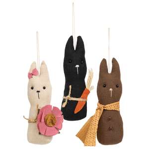 3 Set - Stuffed Primitive Baby Bunny Hangers