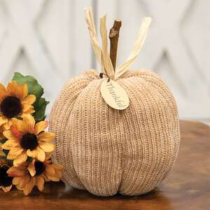 Beige Thankful Sweater Pumpkin, 5.5" Dia. JL24078;