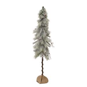 Snowy Bristle Pine & Boughs Tree w/Burlap Base, 45" QE152548;