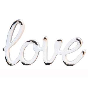 Love Distressed White Resin Figurine -