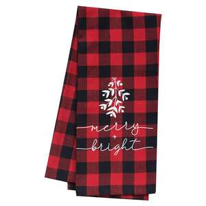 Red Buffalo Check Merry & Bright Christmas Towel 13892;