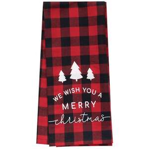 Red Buffalo Check Merry Christmas Towel -