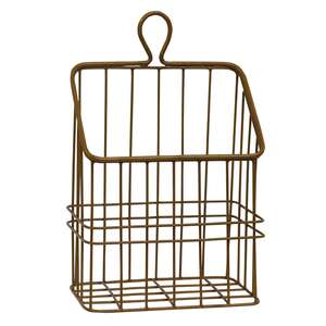 Rustic Gold Metal Wall Basket -