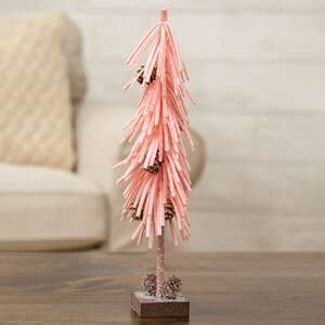 Pink Glittered Foamy Needle Pinecone Tree, 12"H;