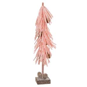 Pink Glittered Foamy Needle Pinecone Tree, 12"H;