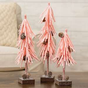 Pink Glittered Foamy Needle Pinecone Tree, 10"H 18463;
