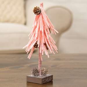 Pink Glittered Foamy Needle Pinecone Tree, 8"H 18464;