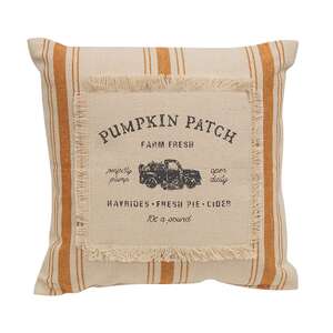 Pumpkin Patch Orange Ticking Stripe Pillow, 10" Sq. 19160;