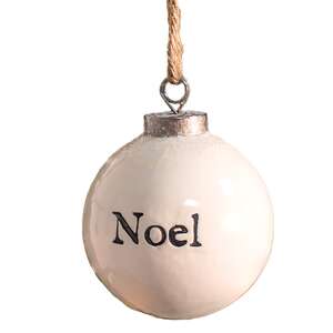 Noel White Enamel Ornament -25001;