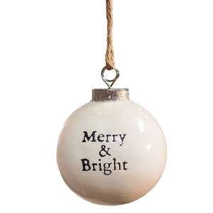 Merry and Bright White Enamel Ornament -25003;