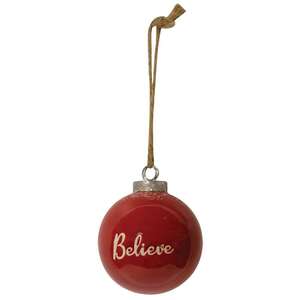 Red Ceramic Believe Ornament -