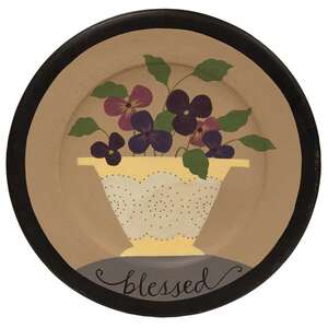Gather and Blessed Floral Plate - 2 asst