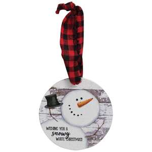 Happy Snowman Shiplap Ornaments - Set of 3