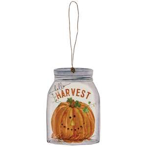 Happy Fall Mason Jar Ornaments 3/Asst