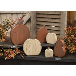 2 Set, Engraved Distressed Wooden Pumpkin Sitters