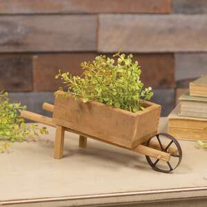 Distressed Wooden Wheelbarrow